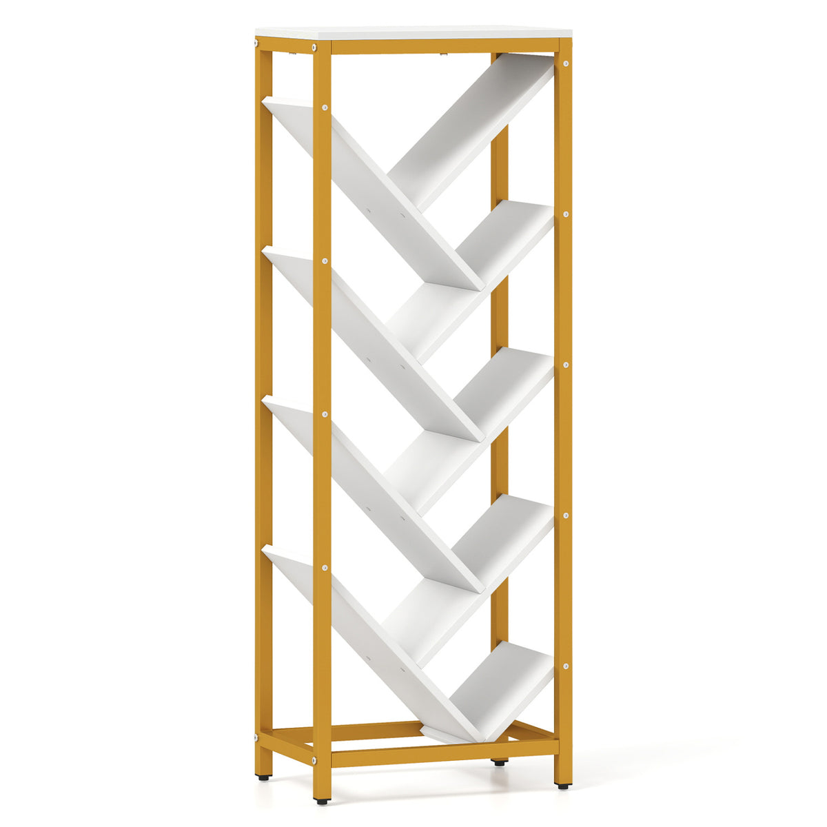 9-Tier Freestanding Bookcase for Hardcover Books-White