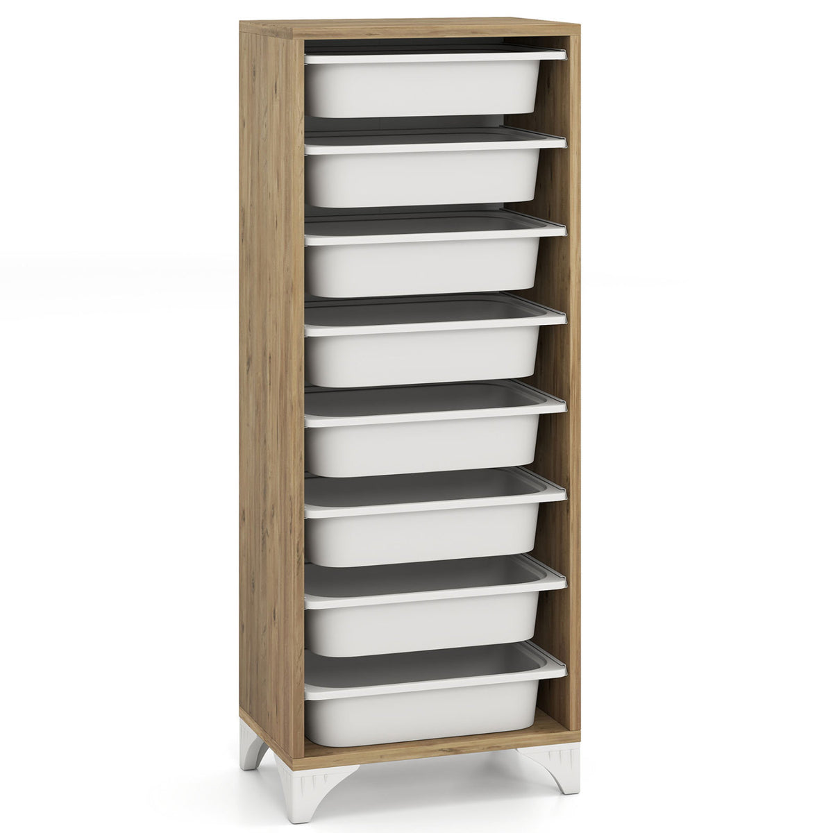 9-Tier Fruit and Vegetable Storage Rack Freestanding Wooden Pantry Organizer Cabinet