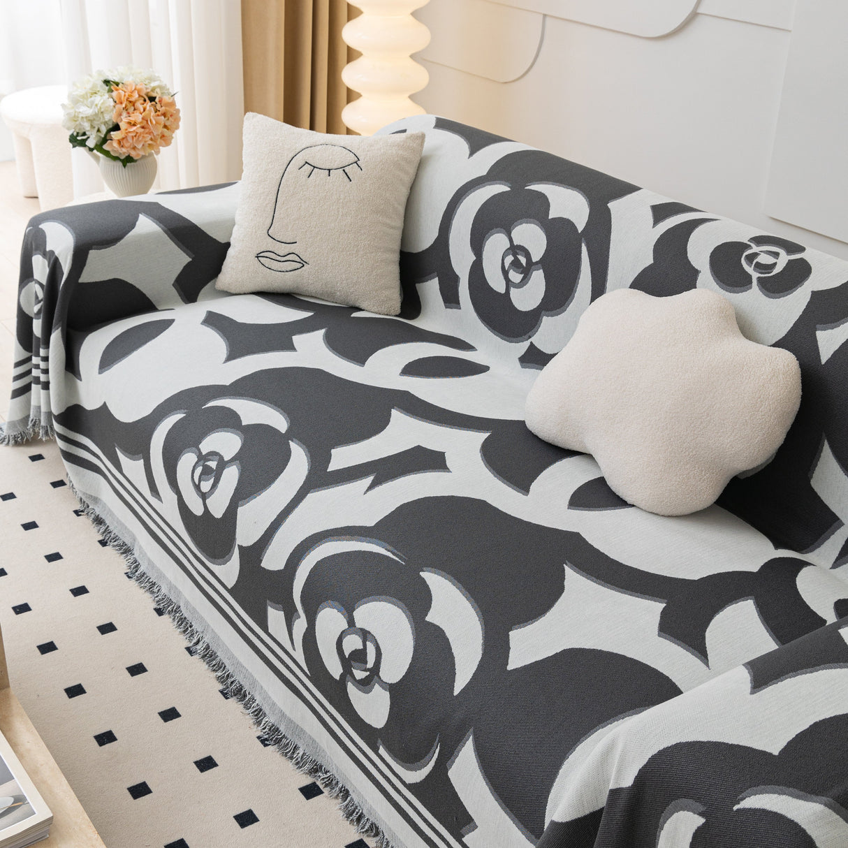 Chenille Sofa Cover Blanket, Couch Cover Blanket Throws for Couches Living Room Furniture Throw Covers