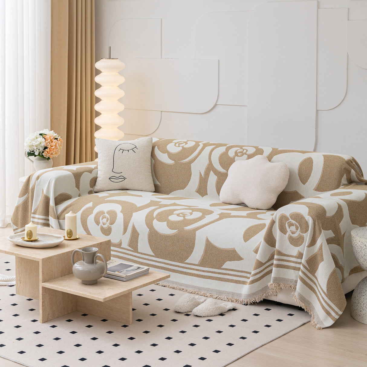 Chenille Sofa Cover Blanket, Couch Cover Blanket Throws for Couches Living Room Furniture Throw Covers