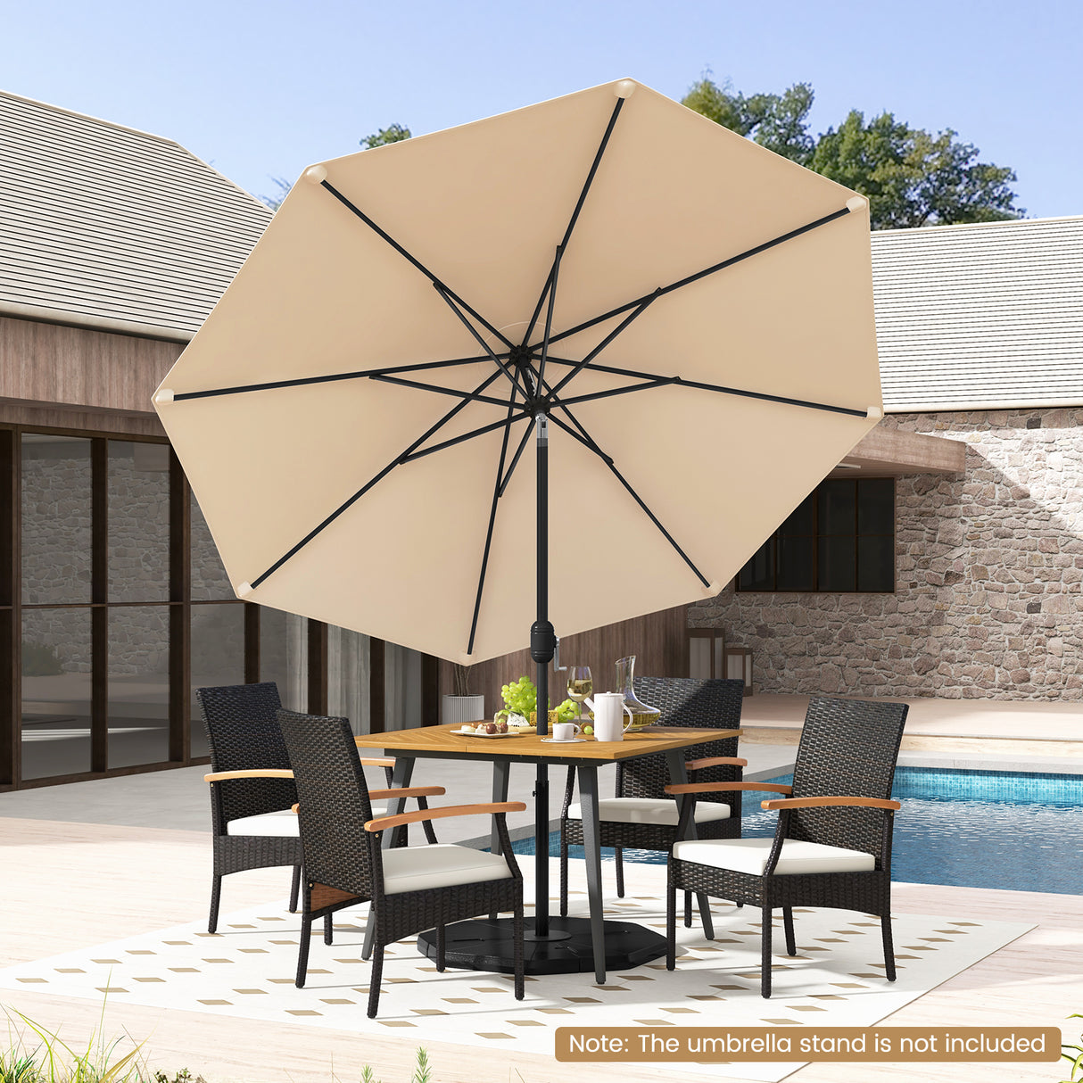 9 ft Patio Outdoor Umbrella with Crank-Orange