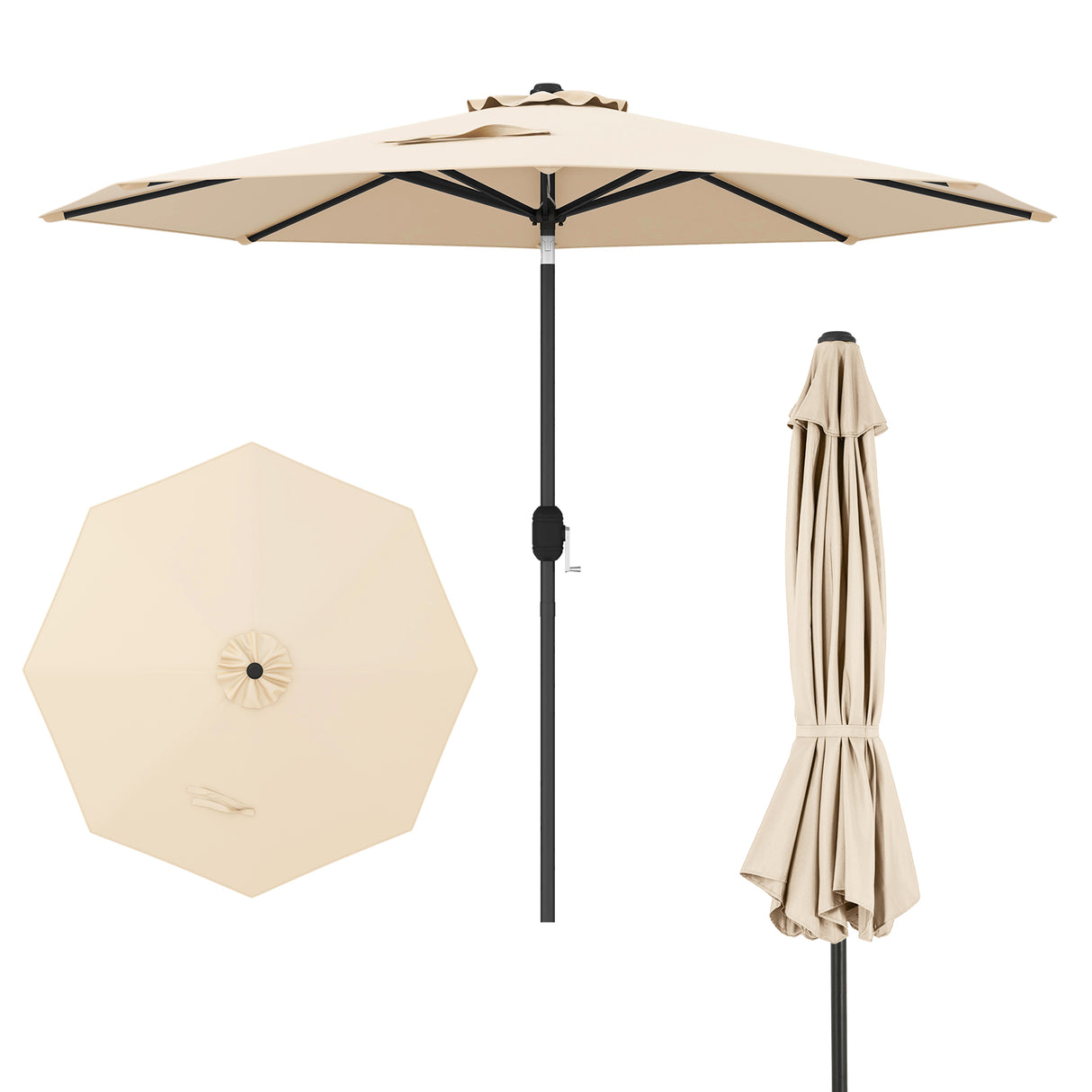 9 ft Patio Outdoor Umbrella with Crank-Orange
