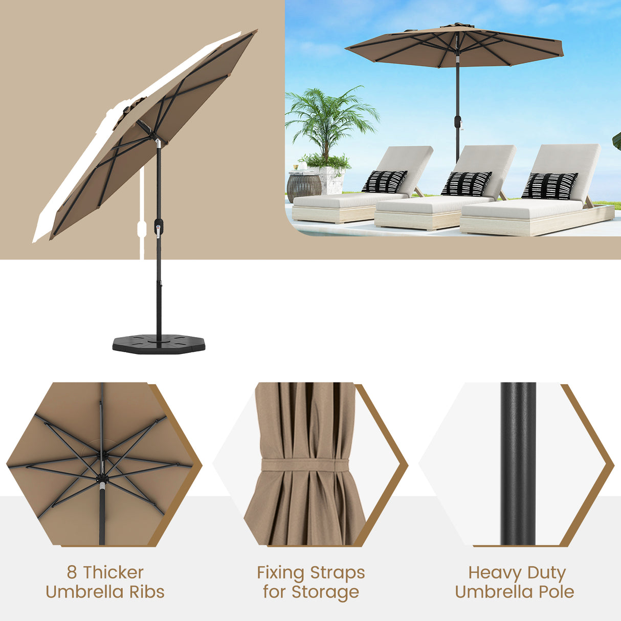 9 ft Patio Outdoor Umbrella with Crank-Orange