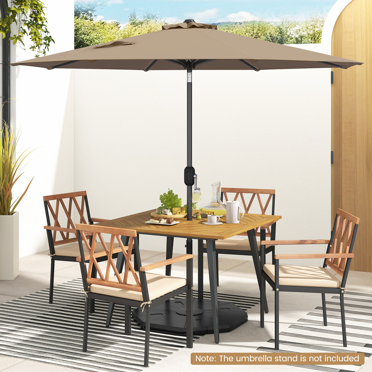 9 ft Patio Outdoor Umbrella with Crank-Orange