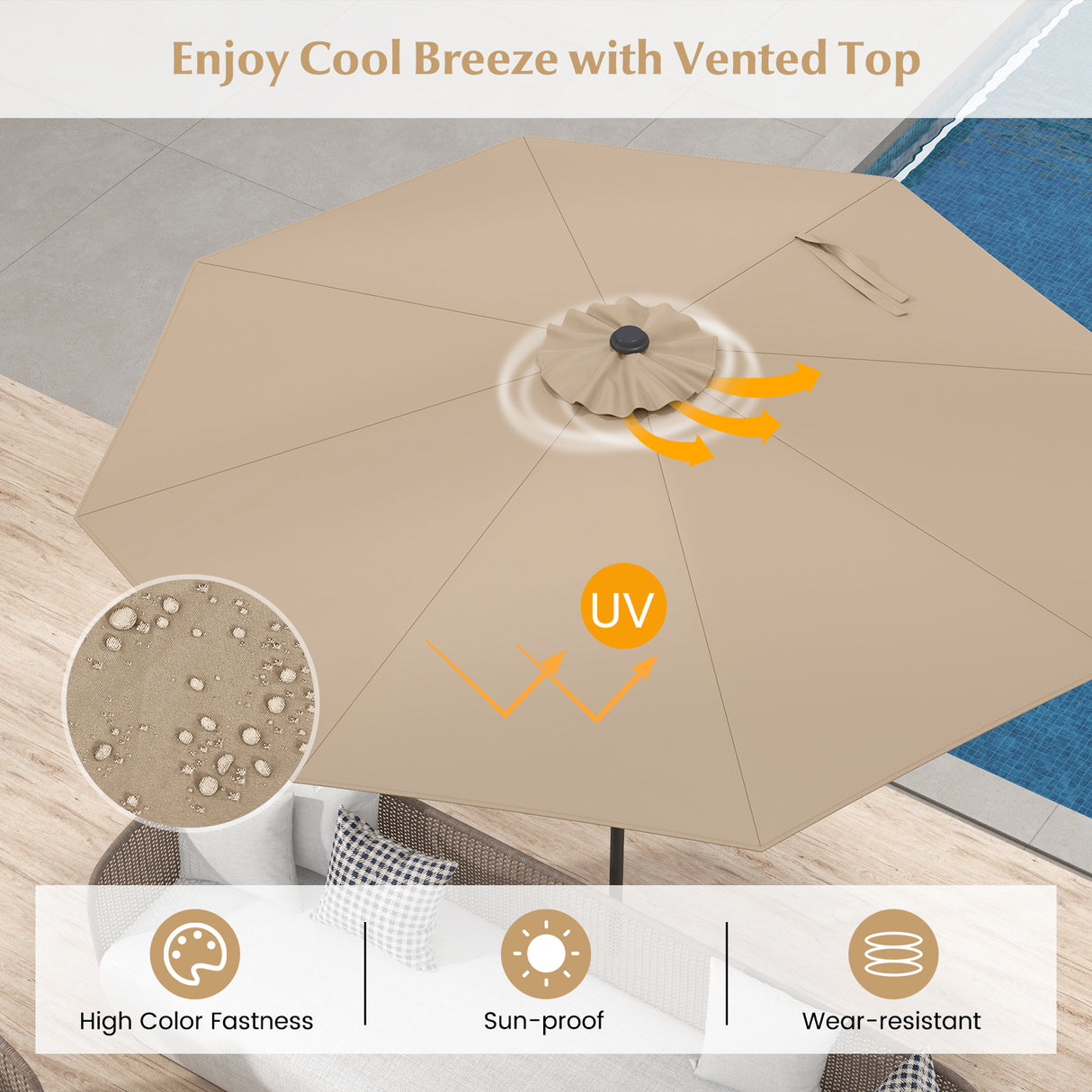 9 ft Patio Outdoor Umbrella with Crank-Orange