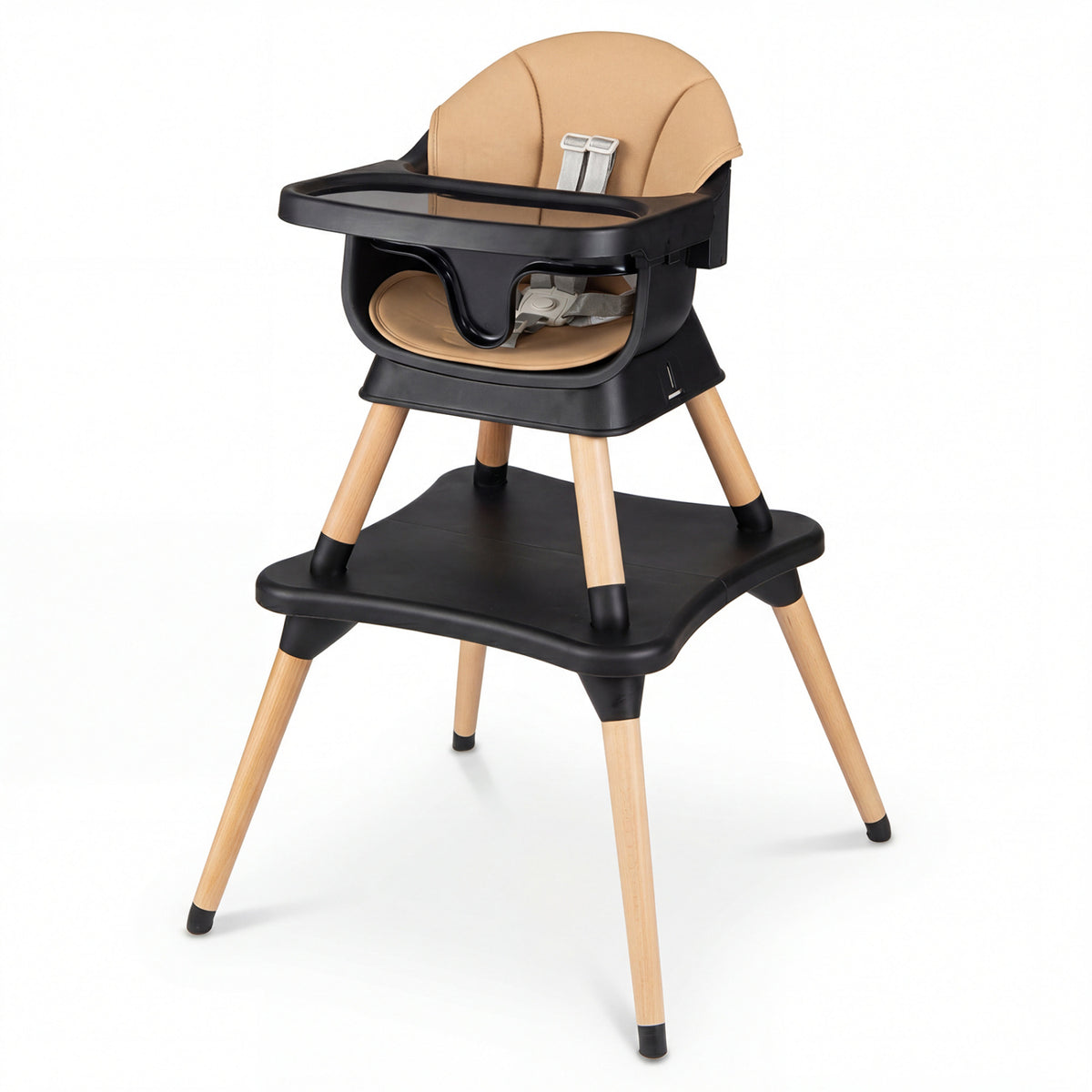 9-in-1 Convertible High Chair with Solid Wood Legs for Babies and Toddlers-Black