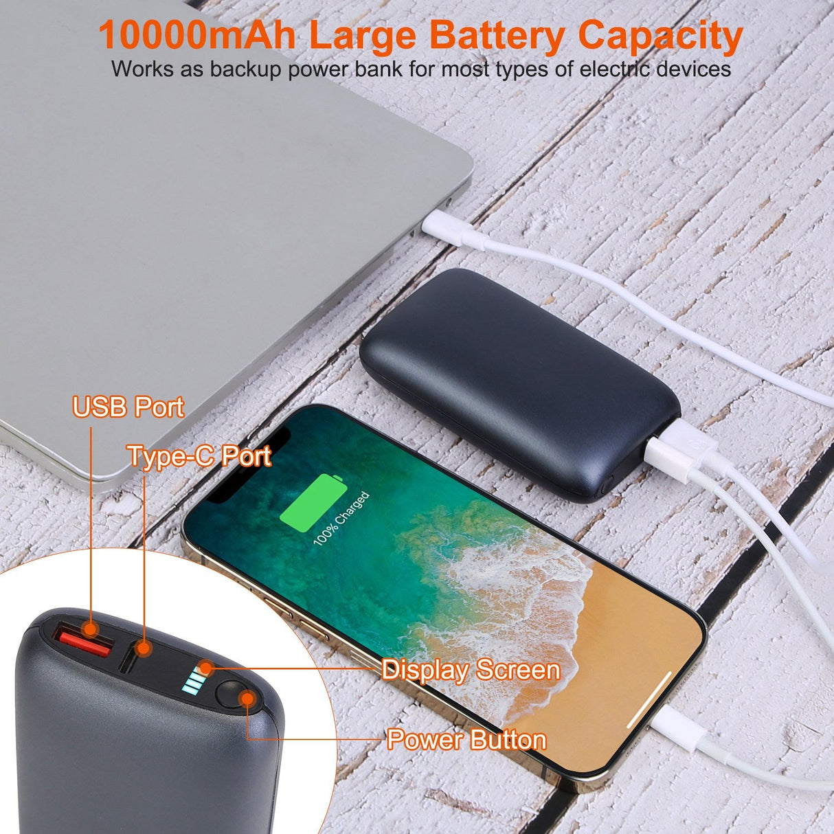 10000mAh Electric Hand Warmer & Power Bank by DirectDeals