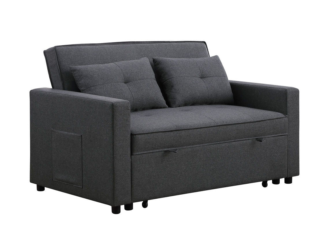 Zoey - Linen Convertible Sleeper Loveseat With Side Pocket by Couch.com