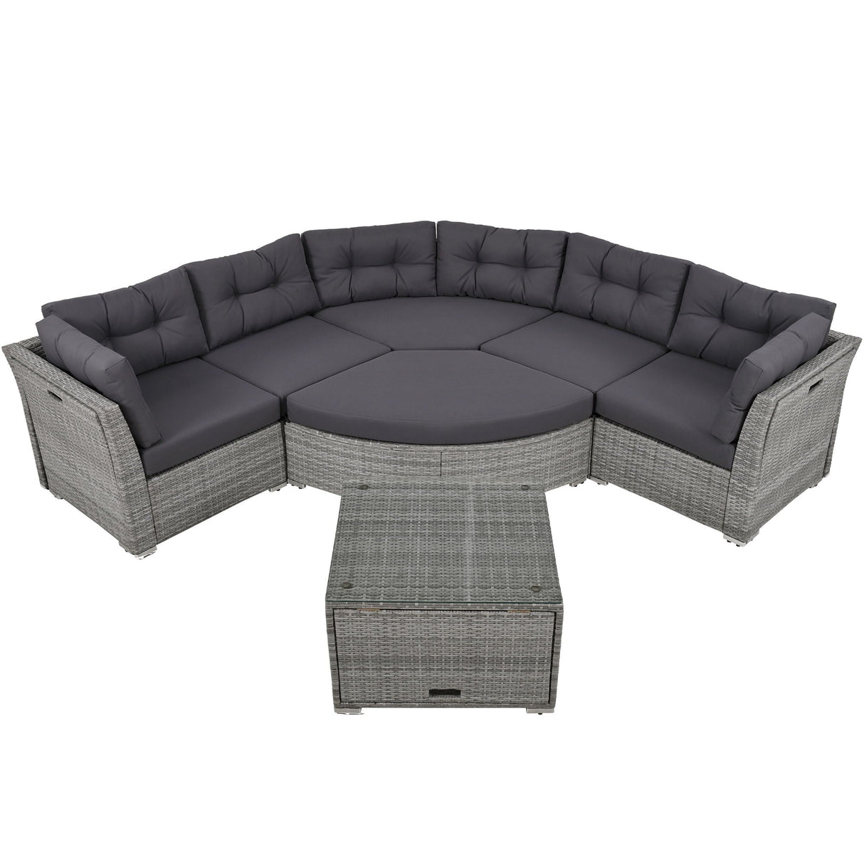 Elegant Patio Furniture Set Outdoor Daybed Rattan Sectional With Cushions And Center Table - Gray by Couch.com