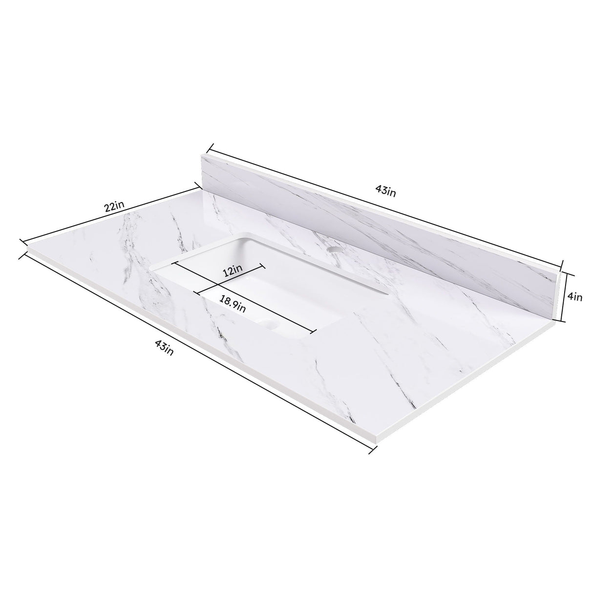 Bianco Carrara Venato Marble Vanity Top With Pre Drilled Faucet Hole And Undermount Sink by Couch.com