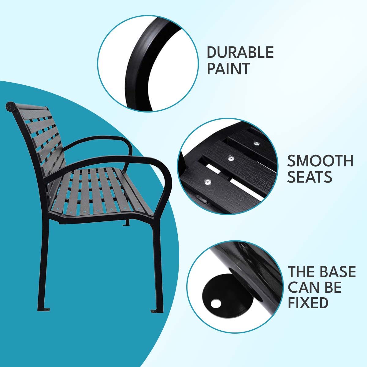 Patio Bench Steel - Black by Couch.com