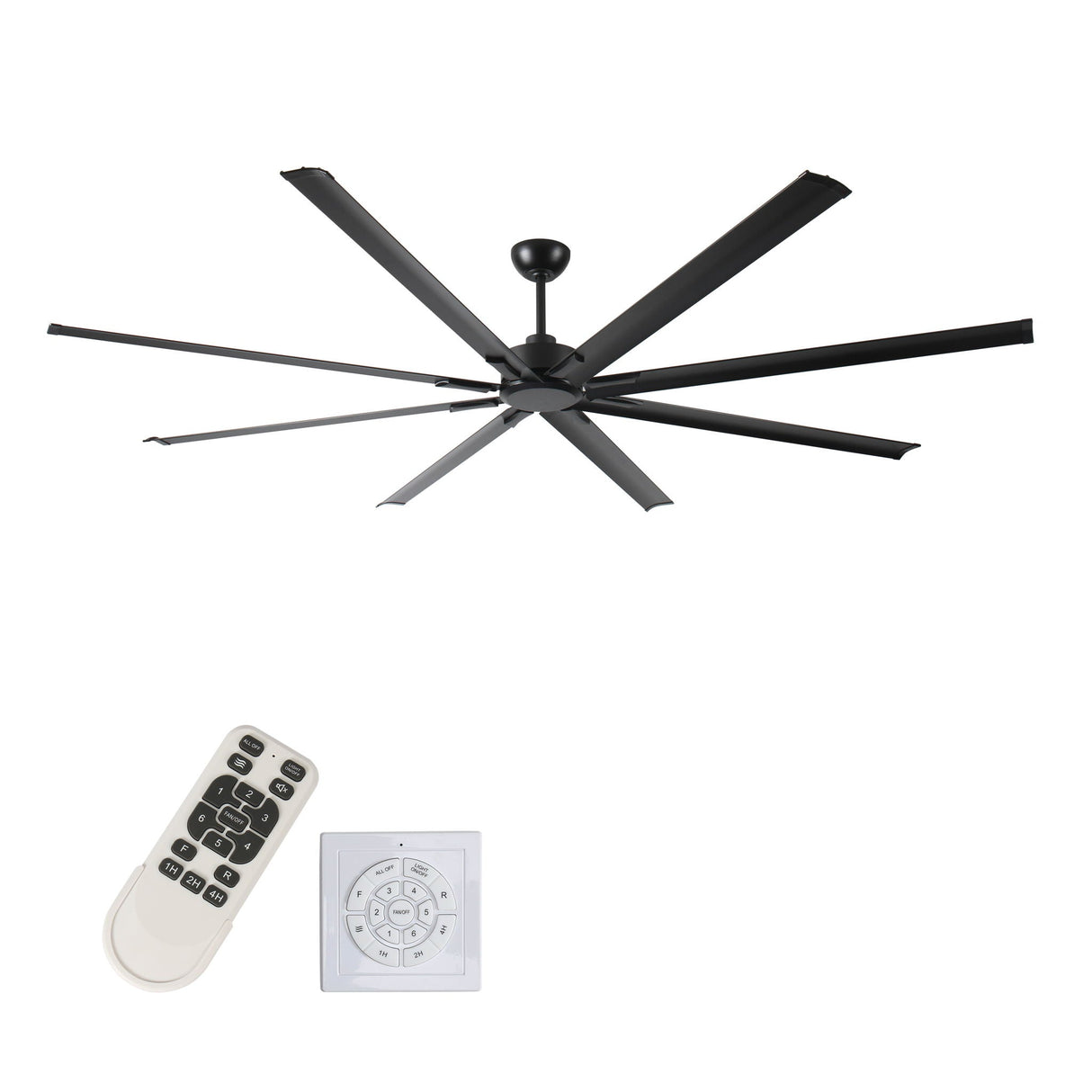Industrial DC Motor Ceiling Fan, Large Ceiling Fan With 8 Reversible Blades, 5 Speed Remote Control, Home Or Commercial Ceiling Fans For Porch / Garage / Shop - Black by Couch.com