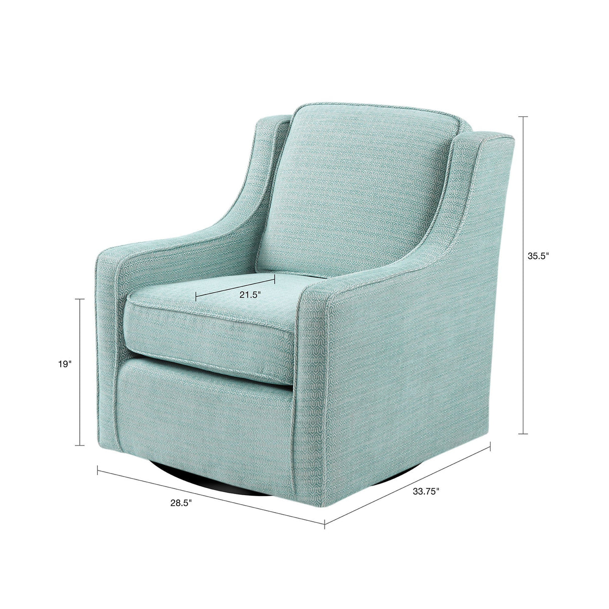 Swivel Chair With Foam Cushion / Black Metal Swivel - Dusty Aqua Chenille by Couch.com