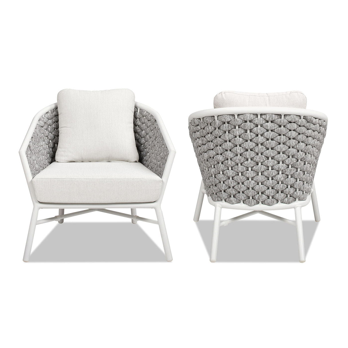 Rowan - Rope Barrel Back Patio Accent Arm Chair (Set of 2) - Optic White by Couch.com