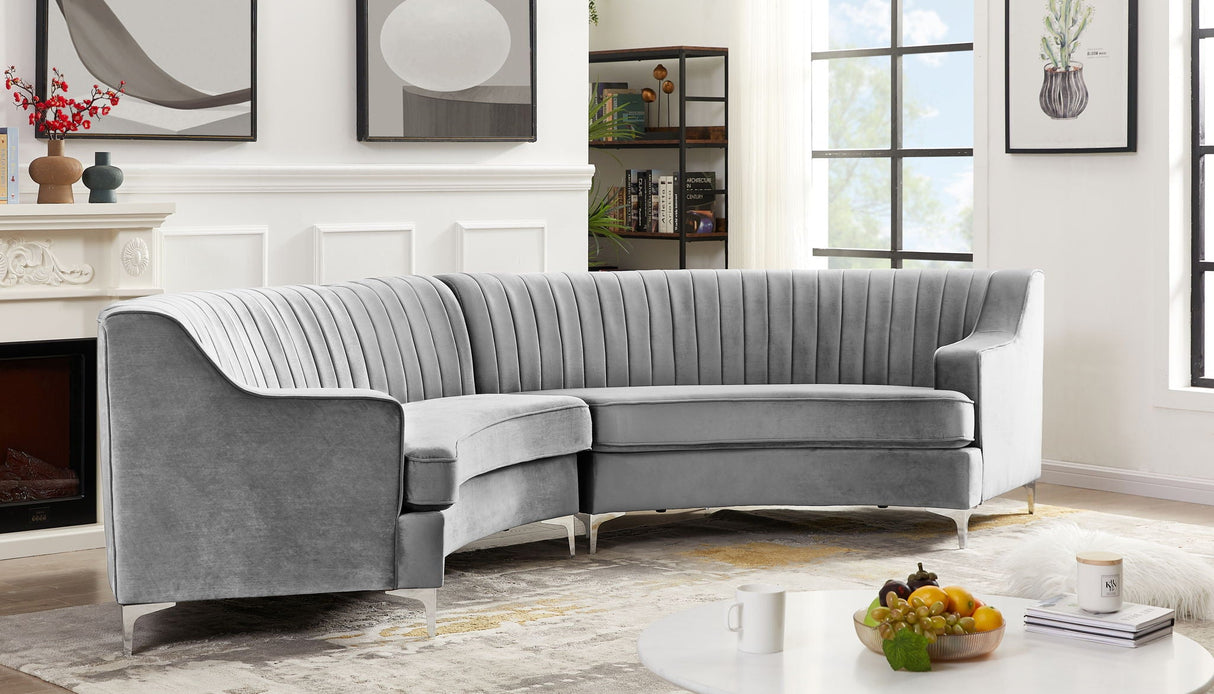 Velvet Curved Sofa by Couch.com