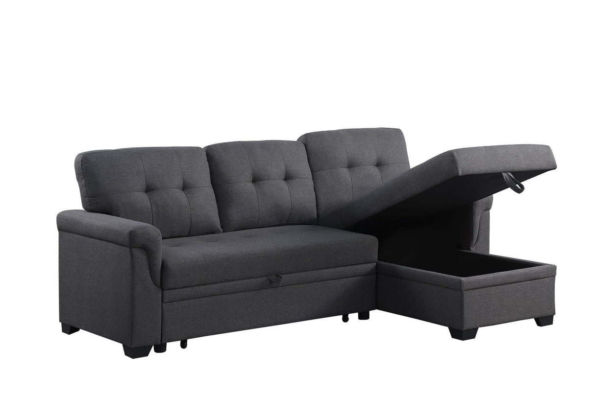 Lucca - Linen Reversible Sleeper Sectional Sofa With Storage Chaise by Couch.com