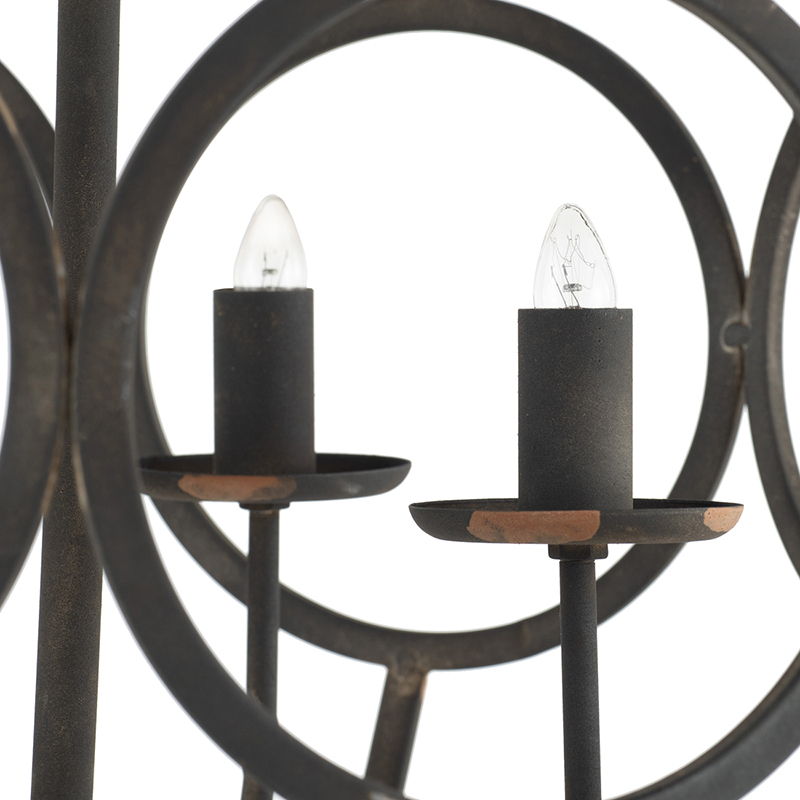 4 Light Metal Chandelier in Black Iron with Adjustable Chain