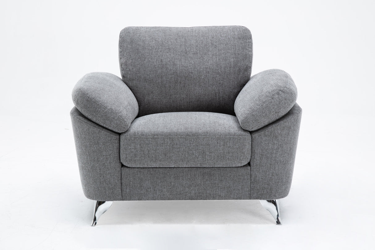 Villanelle - Linen Chair With Chrome Finish Legs - Light Gray by Couch.com