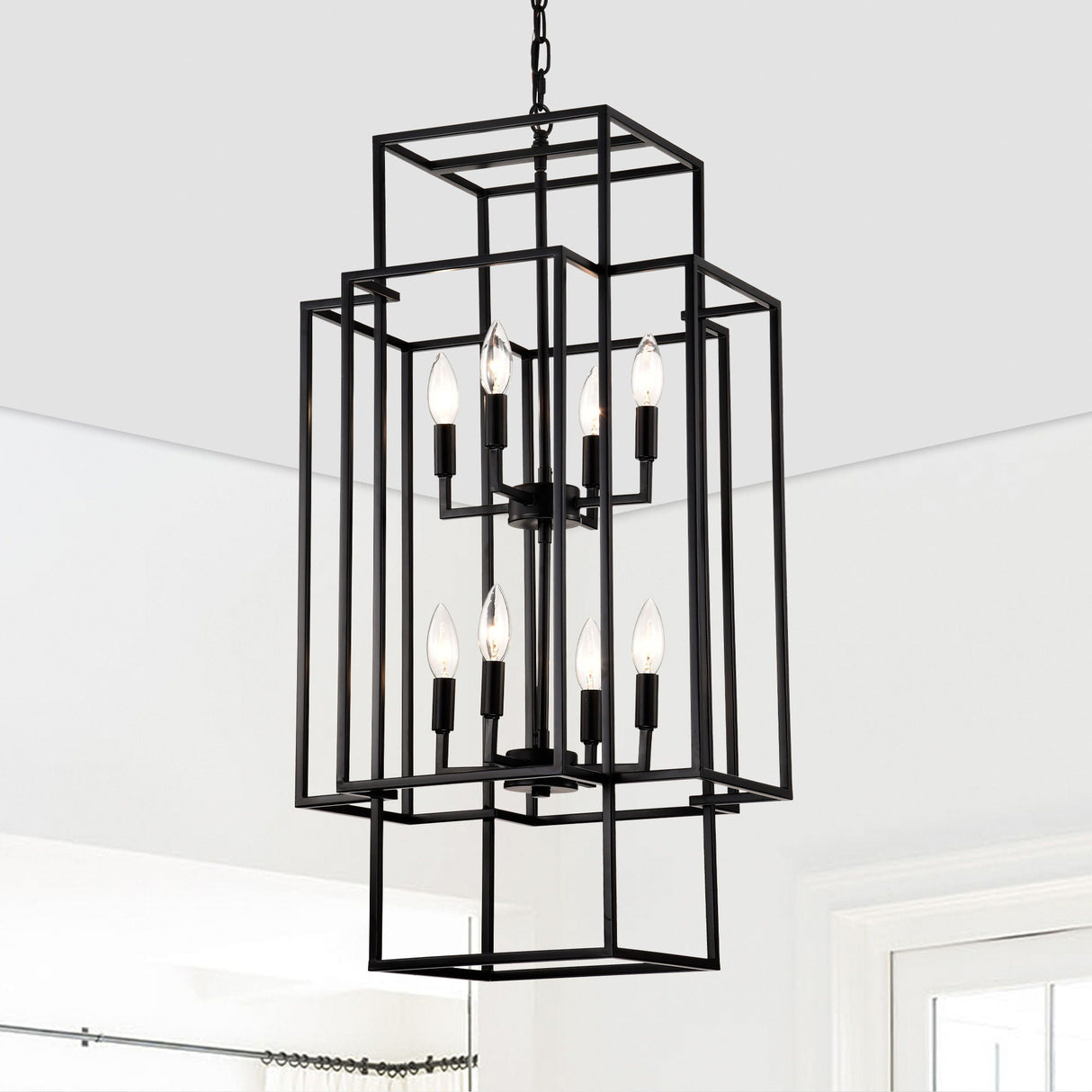 8 Light Lantern Chandelier Lighting, Entryway Chandeliers For High Ceilings, Chandeliers For Dining Room, Foyer, Entry, Staircase, Hallway, Height Adjustable (E12 Bulbs Not Included) by Couch.com