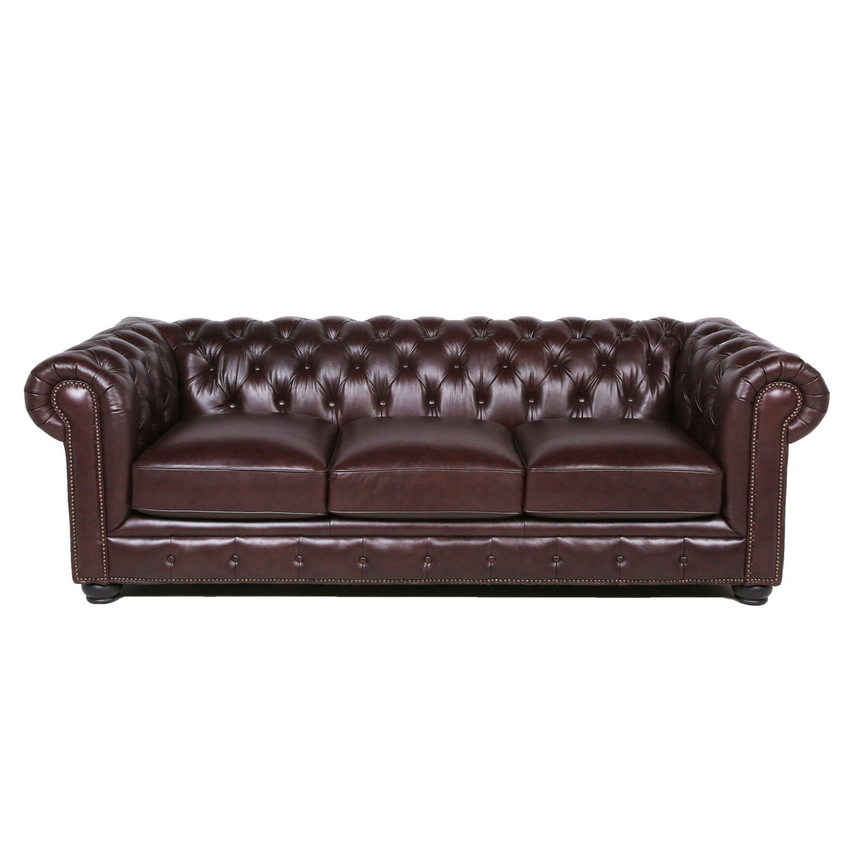 Traditional Tufted Leather Chesterfield Nailhead Sofa by Couch.com