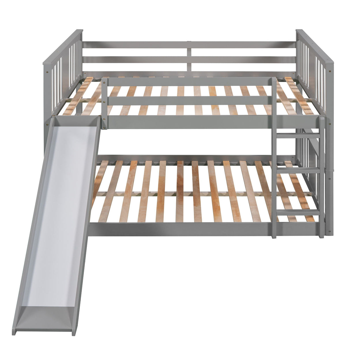 Full Over Full Bunk Bed With Ladder With Slide - Gray by Couch.com