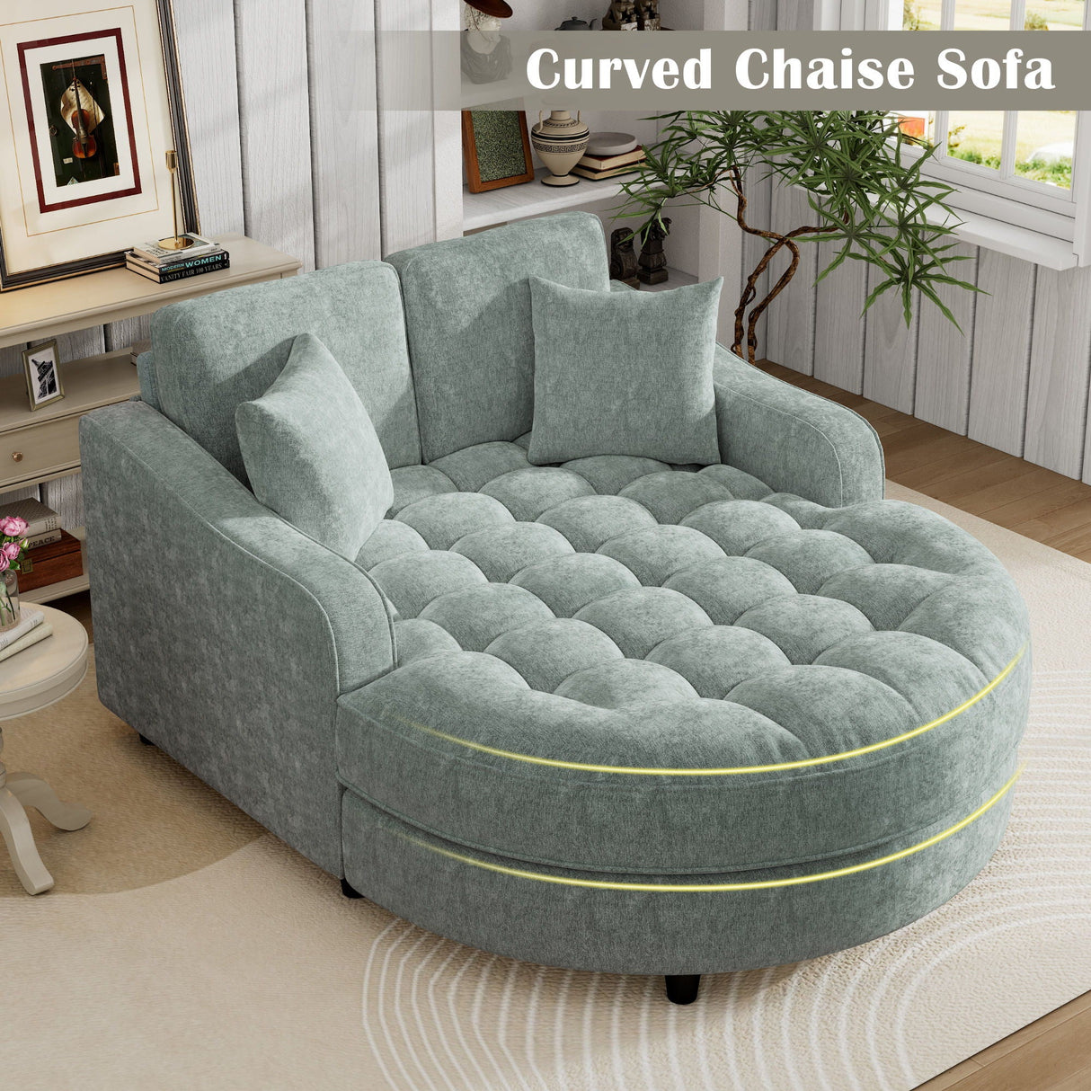 Modern Chaise Lounge Upholstered Sofa Couch With Tufted Seat And Detachable Pillows For Living Room by Couch.com