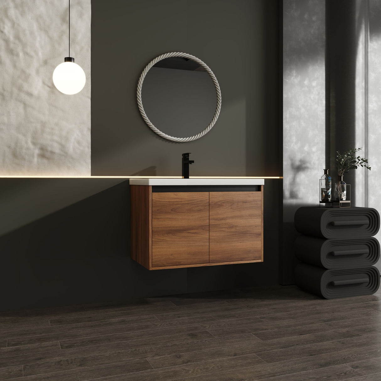 Bathroom Vanity Set With Resin Countertop Sink And 2 Doors, Engineered Wood by Couch.com