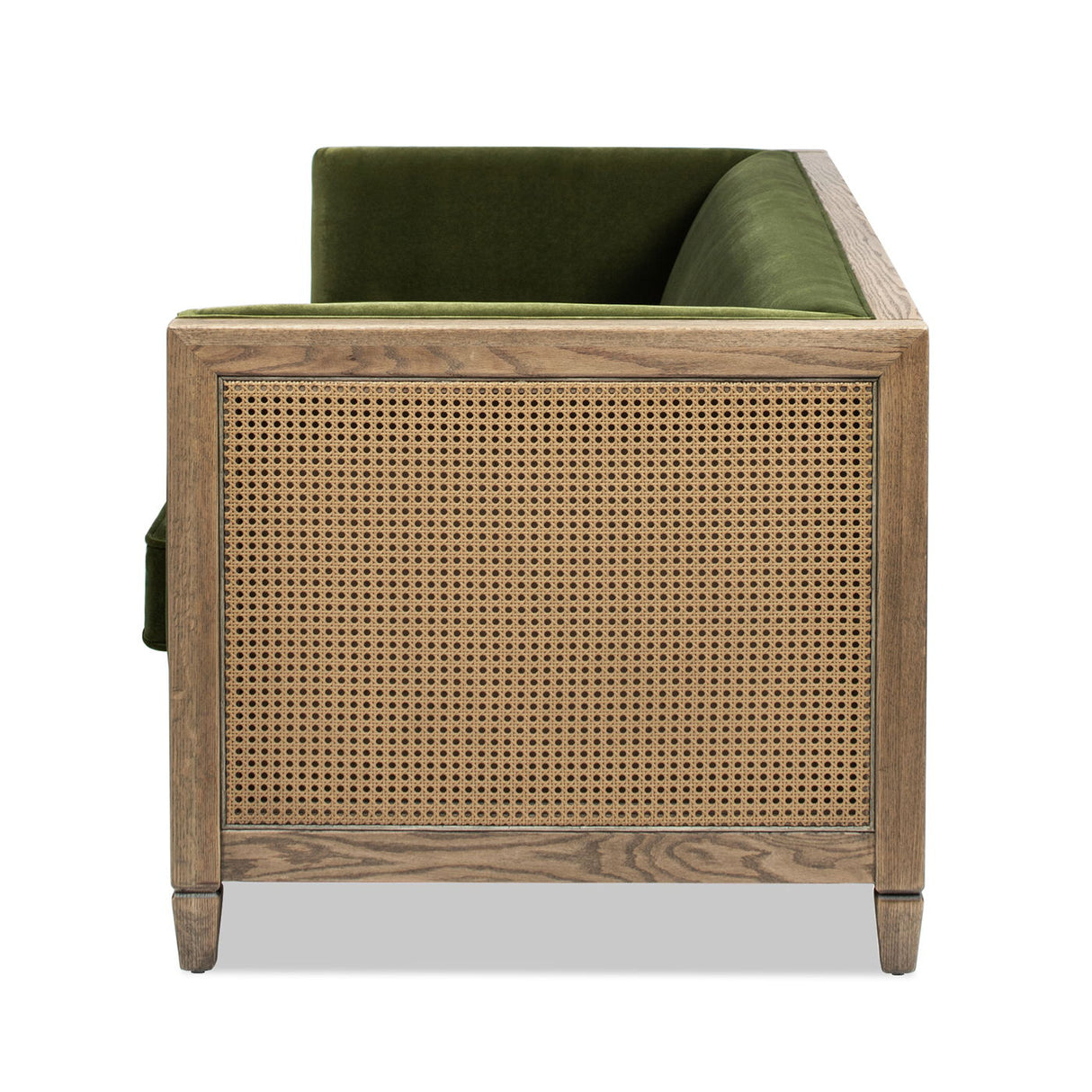 Georgia - Cane Tuxedo Sofa - Olive Green by Couch.com