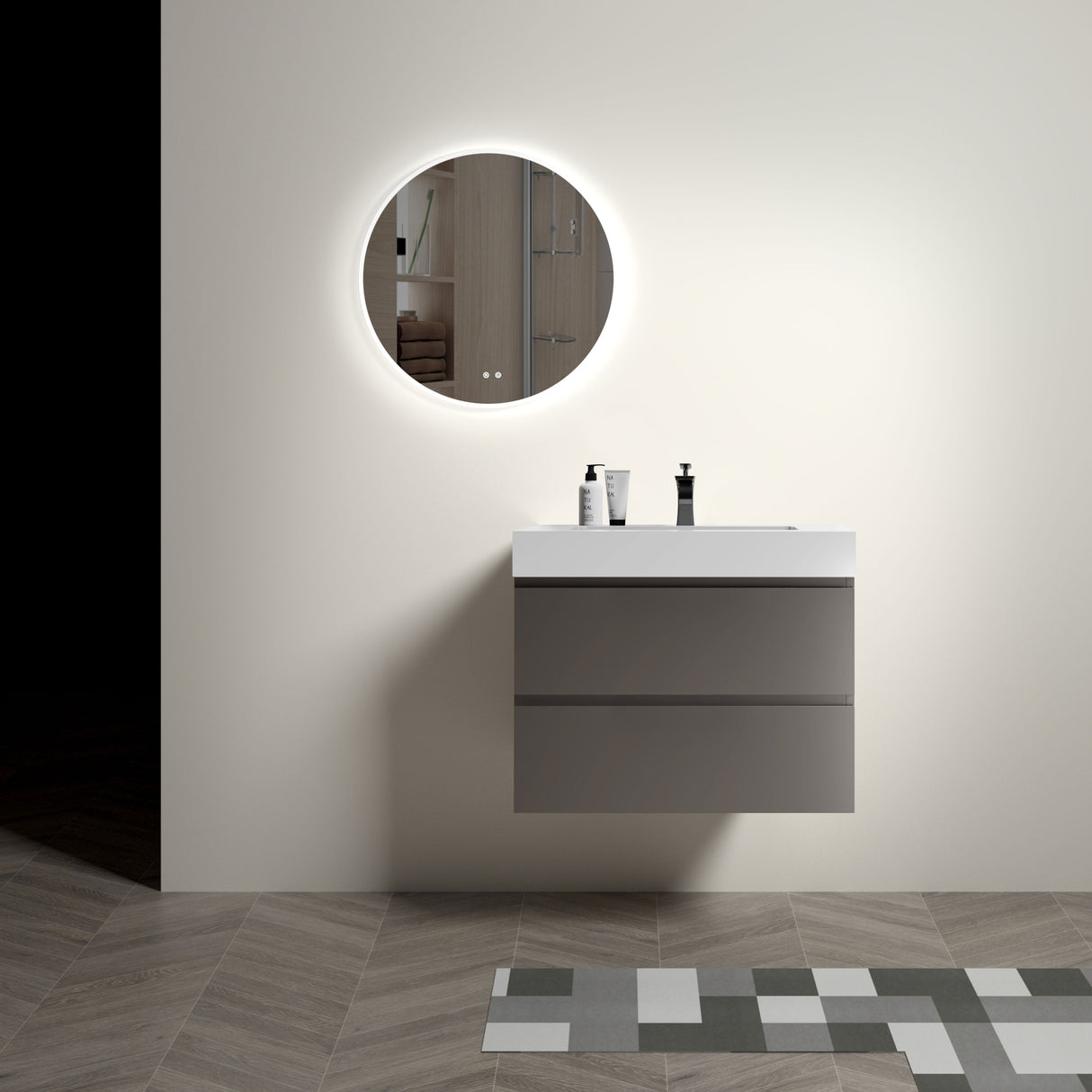 Alice - Bathroom Vanity With Sink, Large Storage Wall Mounted Floating Bathroom Vanity For Modern Bathroom, One-Piece Sink Basin Without Drain And Faucet by Couch.com
