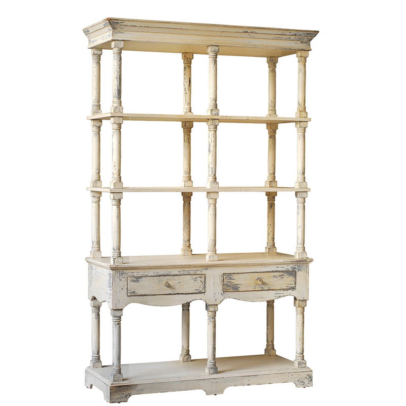 Adela - French Country Bookcase Display Storage Shelf Etageres - Antique White by Couch.com