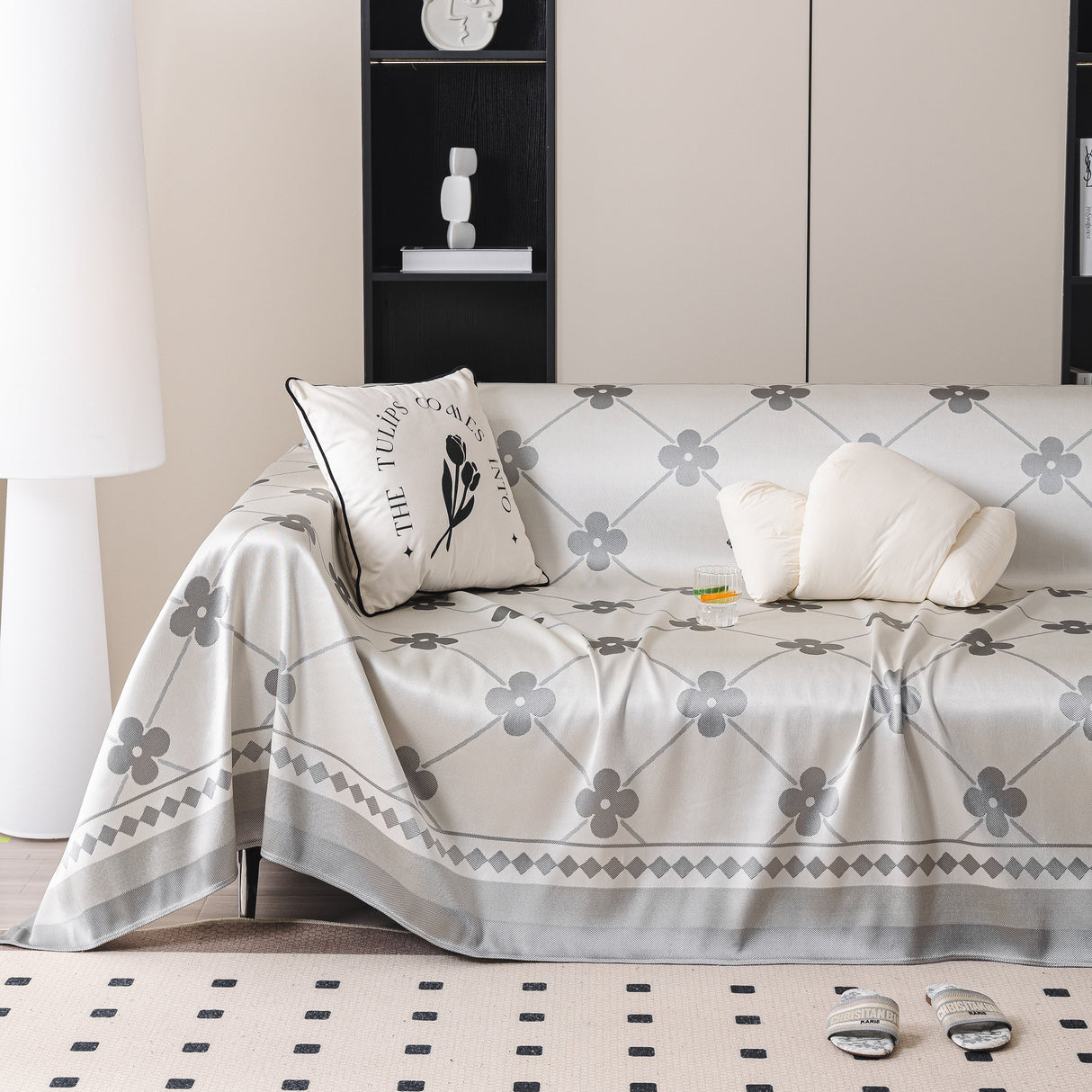 Cooling Four-Leaf Clover Hope Faith Love Luck Summer Comfy Ice Silk Furniture Throw Covers for Sofas