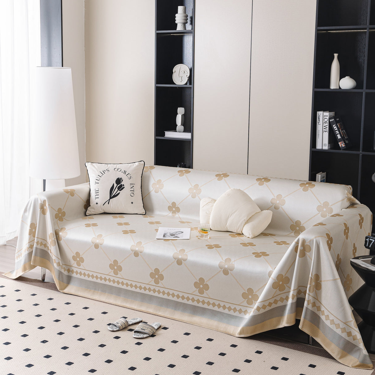 Cooling Four-Leaf Clover Hope Faith Love Luck Summer Comfy Ice Silk Furniture Throw Covers for Sofas