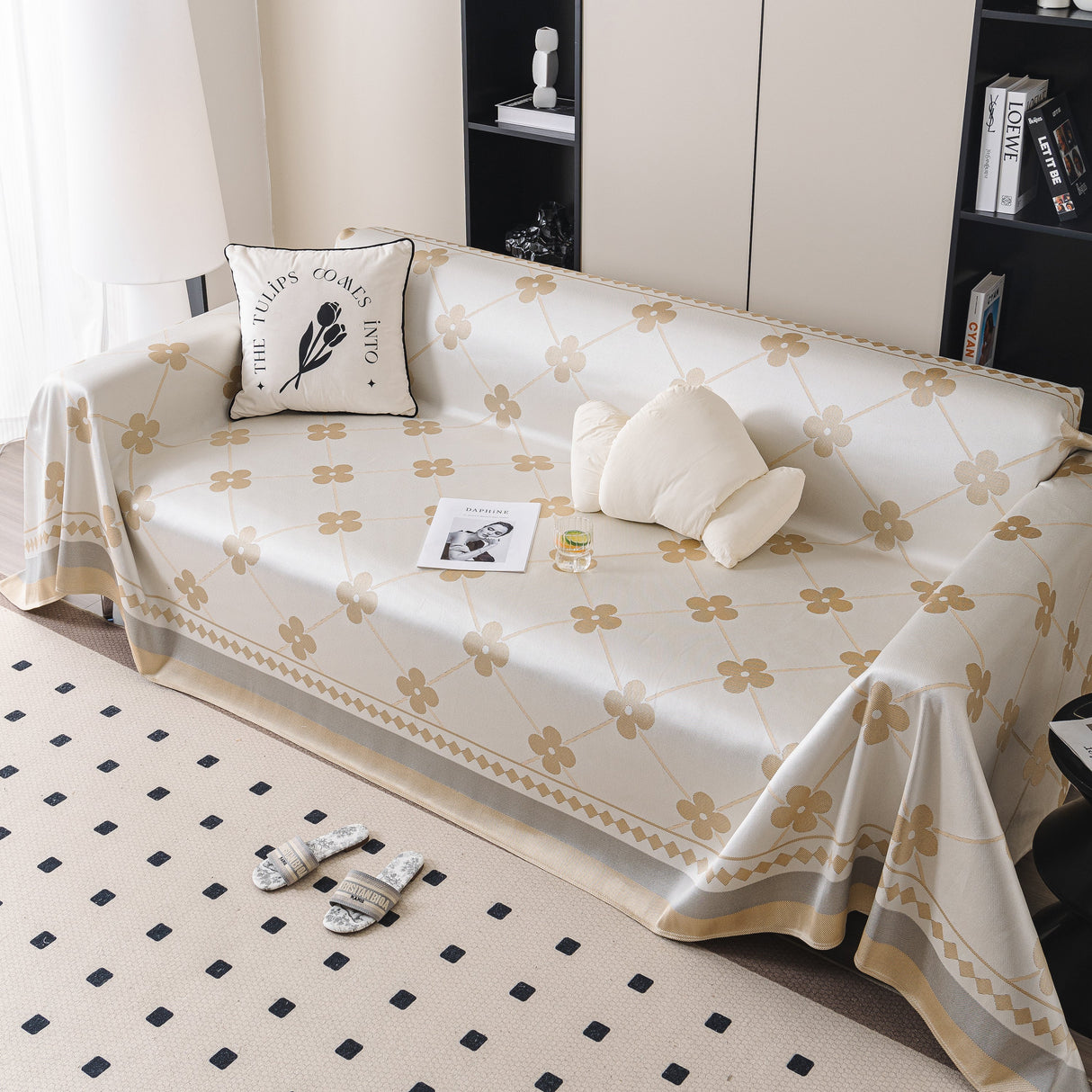 Cooling Four-Leaf Clover Hope Faith Love Luck Summer Comfy Ice Silk Furniture Throw Covers for Sofas