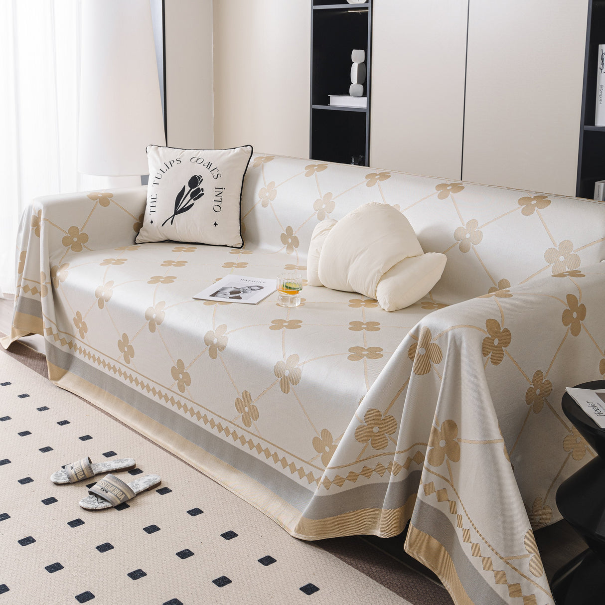 Cooling Four-Leaf Clover Hope Faith Love Luck Summer Comfy Ice Silk Furniture Throw Covers for Sofas