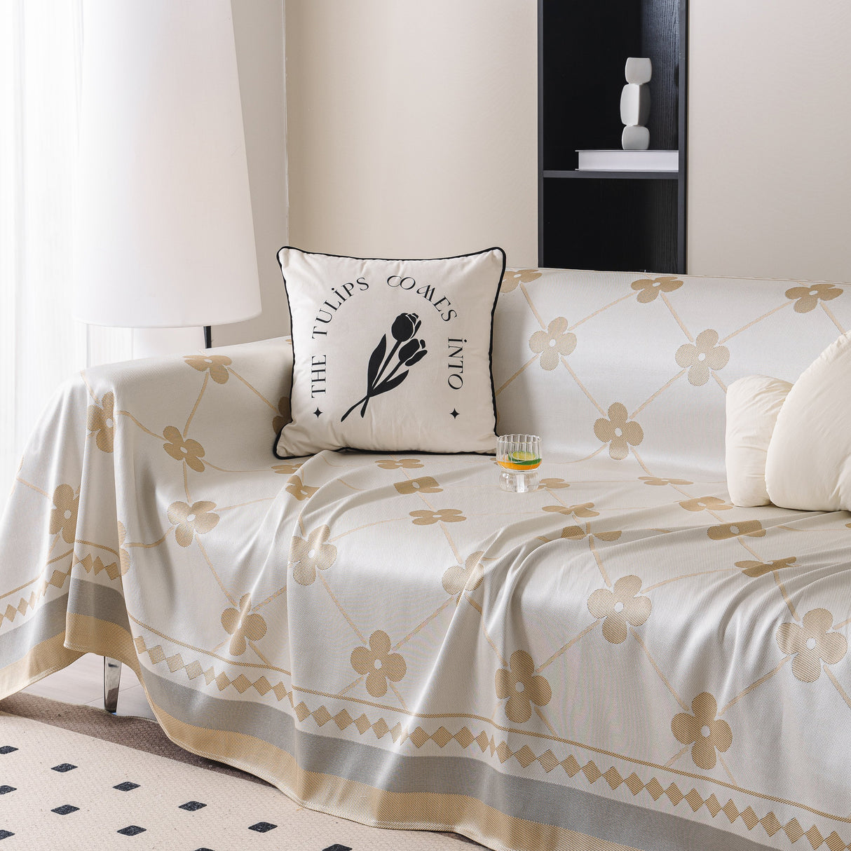 Cooling Four-Leaf Clover Hope Faith Love Luck Summer Comfy Ice Silk Furniture Throw Covers for Sofas