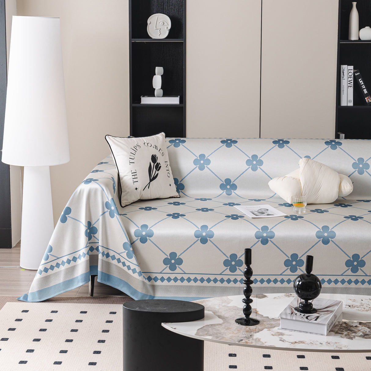 Cooling Four-Leaf Clover Hope Faith Love Luck Summer Comfy Ice Silk Furniture Throw Covers for Sofas