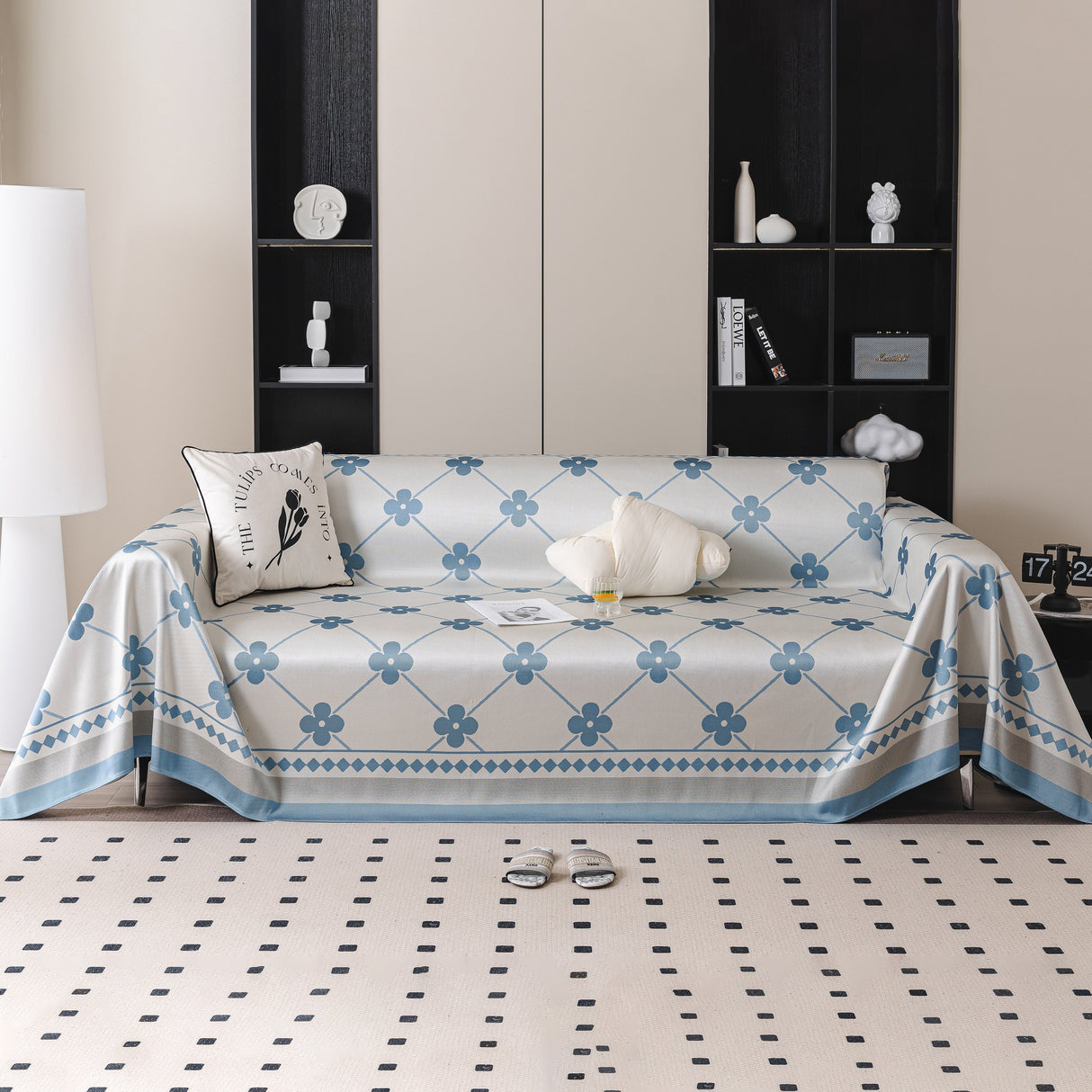 Cooling Four-Leaf Clover Hope Faith Love Luck Summer Comfy Ice Silk Furniture Throw Covers for Sofas