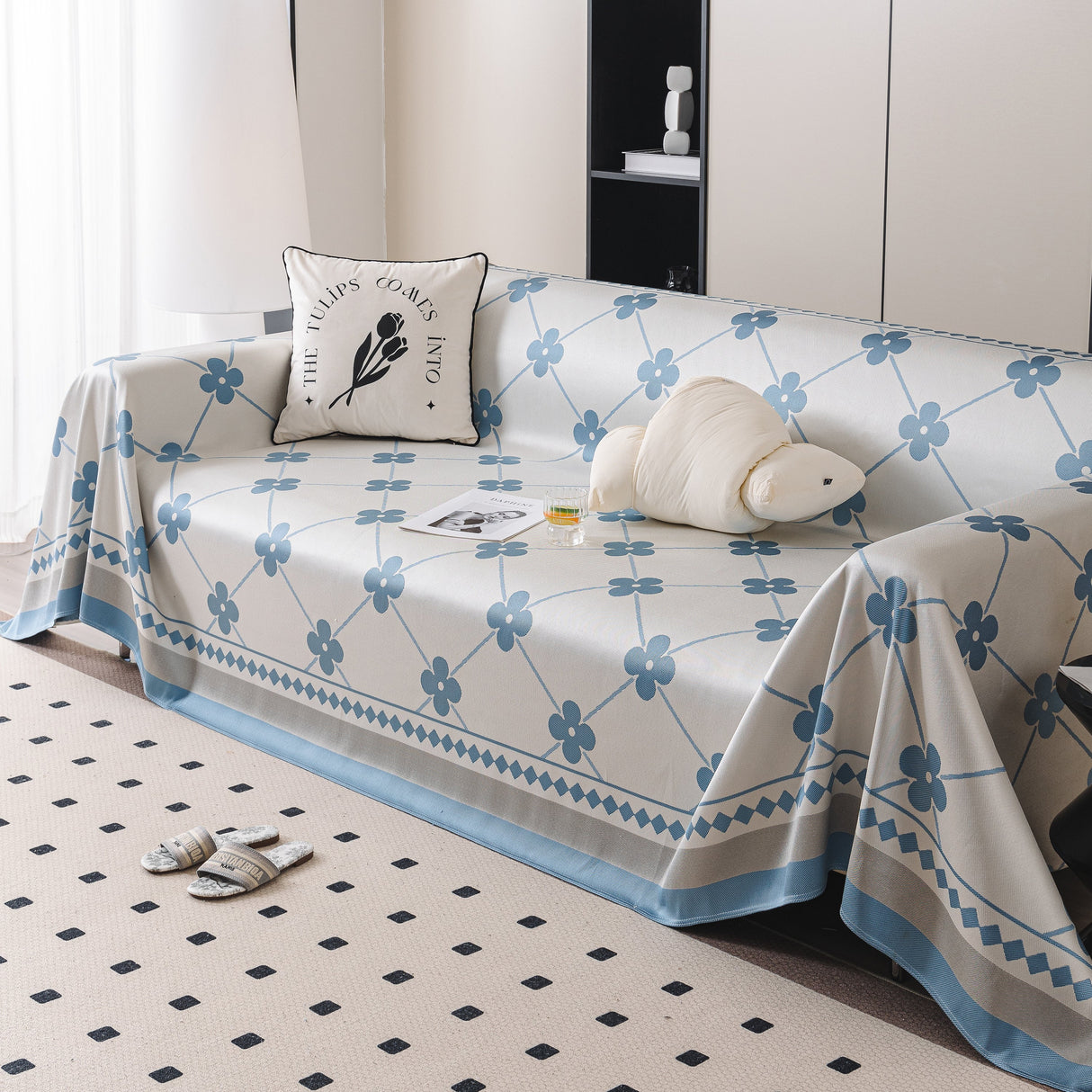 Cooling Four-Leaf Clover Hope Faith Love Luck Summer Comfy Ice Silk Furniture Throw Covers for Sofas