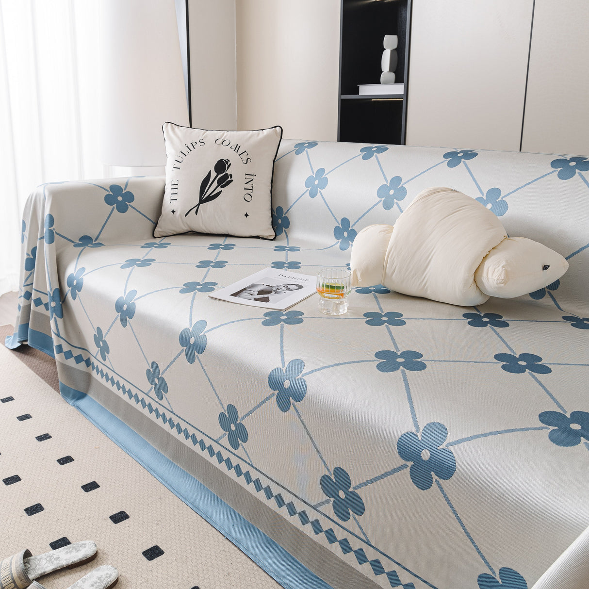 Cooling Four-Leaf Clover Hope Faith Love Luck Summer Comfy Ice Silk Furniture Throw Covers for Sofas