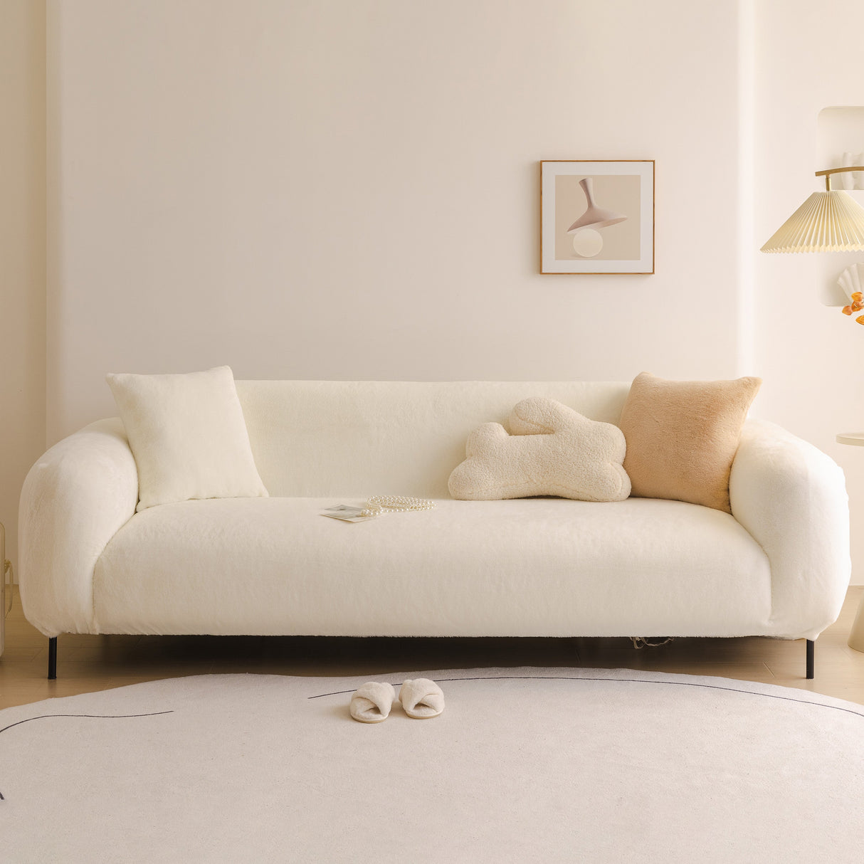 Soft Plush Warm Sofa Cover Stretchable Cozy Velvet Couch Protector for Fall & Winter