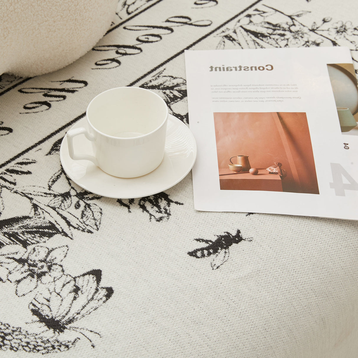 Chenille Butterfly Sofa Cover Blanket, L Shaped Couch Cover, Reversible Couch Protector