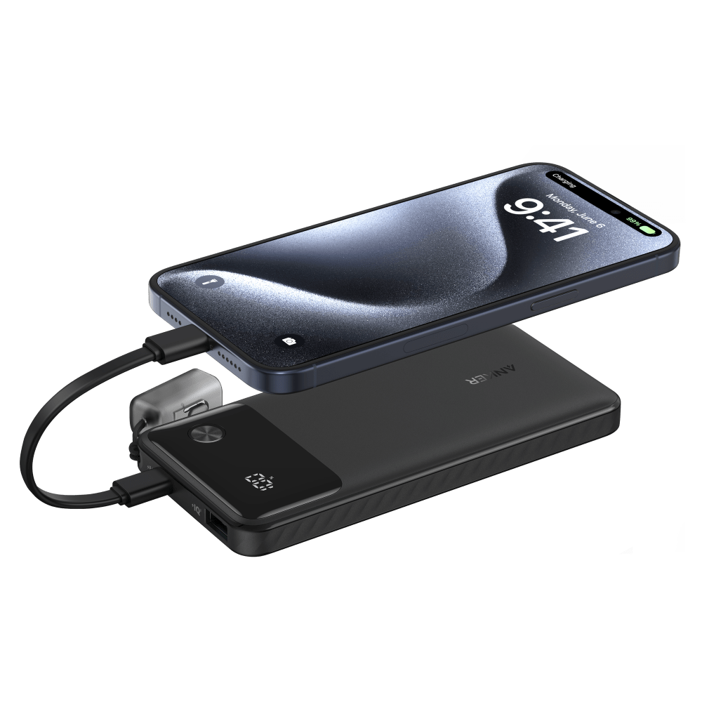 Anker Power Bank 10,000 mAH 22.5W with USB C to USB C Cable Black by Anker