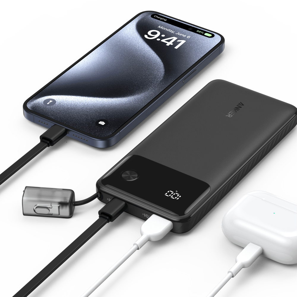 Anker Power Bank 10,000 mAH 22.5W with USB C to USB C Cable Black by Anker