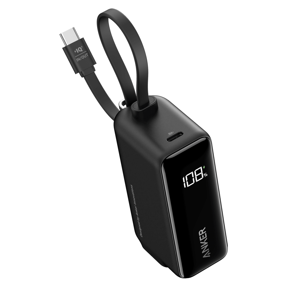 Anker Power Bank 5,000 mAh 22.5W with Built in USB C Cable and Fusion Wall Charger 30W by Anker