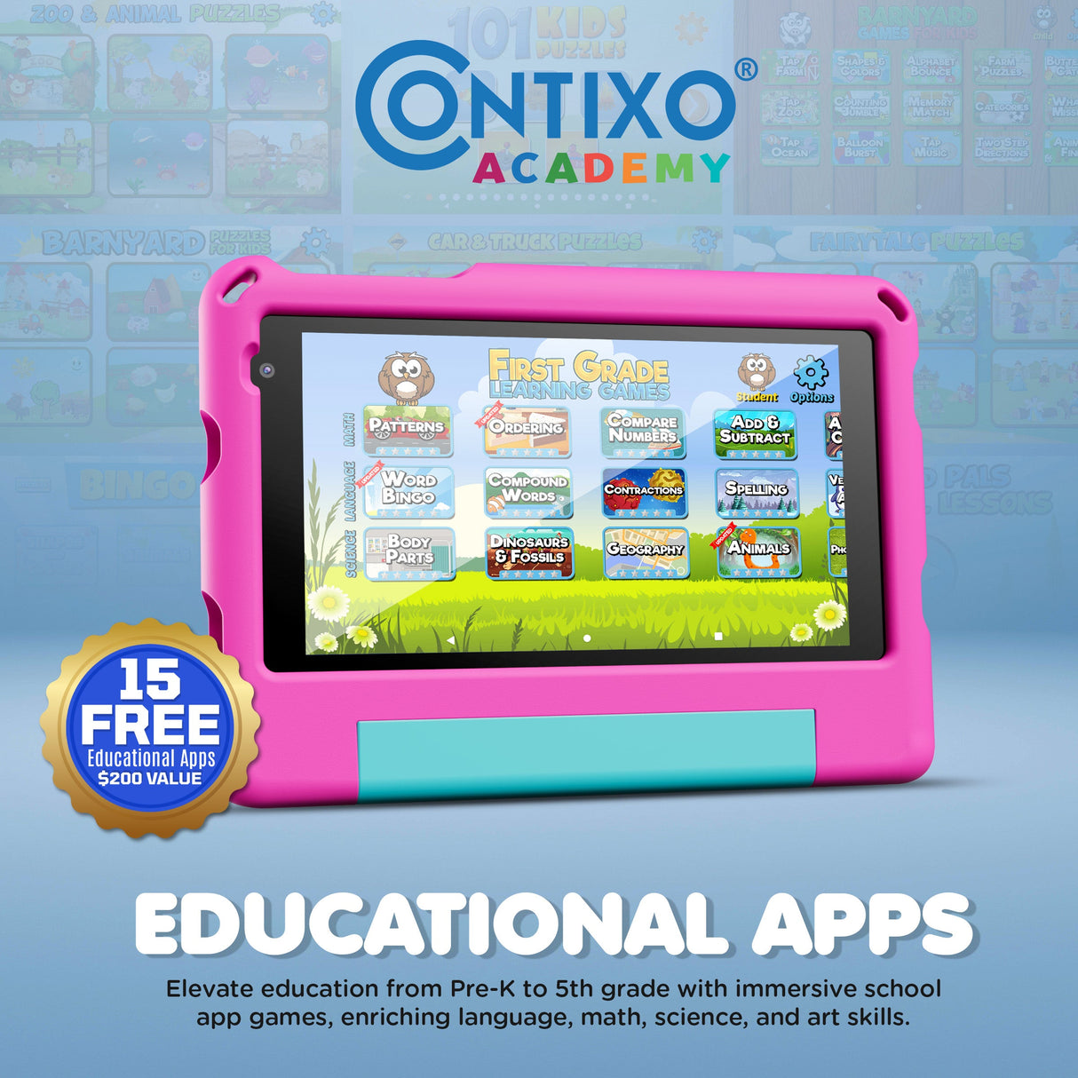Contixo A7 | 7" Kids Tablet, 2026 Model, Epic! and Lingokids, 32GB by Contixo