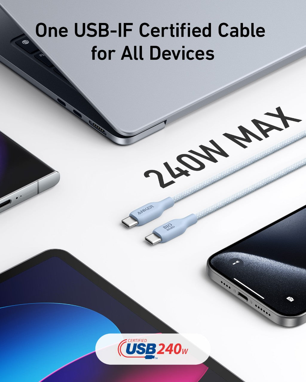 Anker <b>543</b> USB-C to USB-C Cable (Bio-Braided,6 ft)