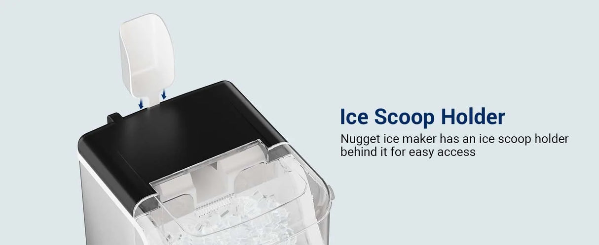 Nugget ice Maker countertop, Soft Pebble Ice Machine 40lbs/Day Small Chewable Pellet ice, Stainless Steel Quiet Mini Chewy Ice Maker Self Cleaning, Ice Ready in 6 Mins for Home Kitchen Office