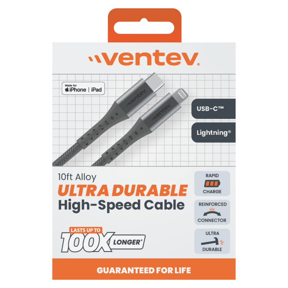 Ventev Alloy USB C to Apple Lightning High Speed Ultradurable Cable 10ft by Ventev