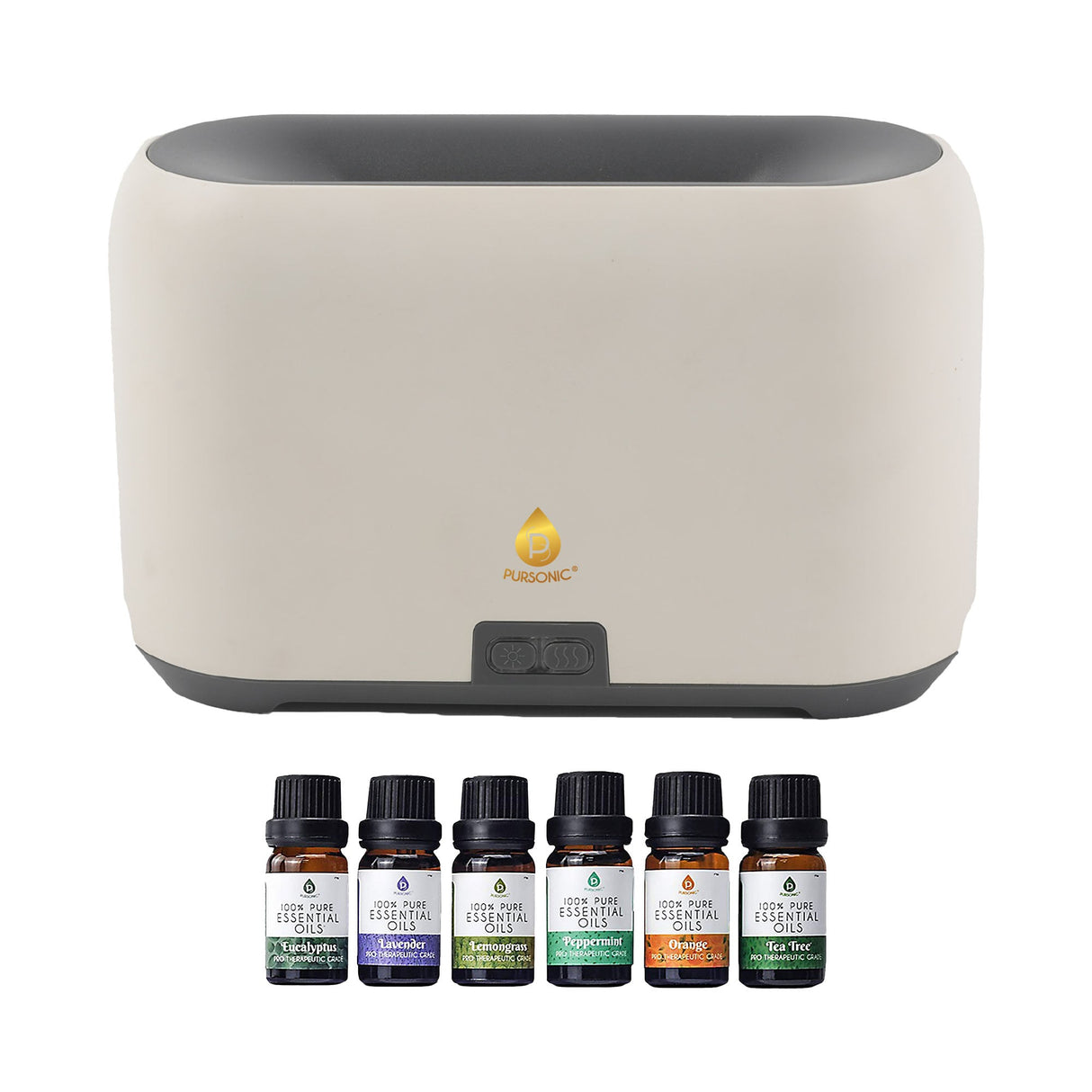 Pursonic FlameGlow Aromatherapy Diffuser & 6-Pack Essential Oils Wellness Bundle – Pure Relaxation with Light, Scent & Serenity by Pursonic