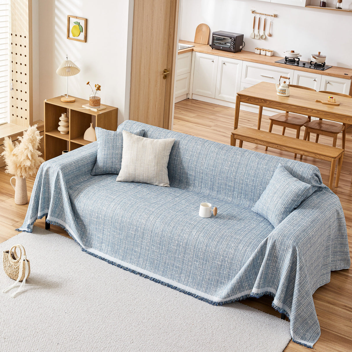 Couch Cover Blanket Couch Covers for Most Shape Sofas Washable Durable Sofa Throw Cover with Tassels